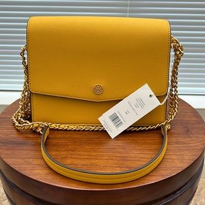 NWT Tory Burch Robinson Convertible Shoulder Bag in yellow